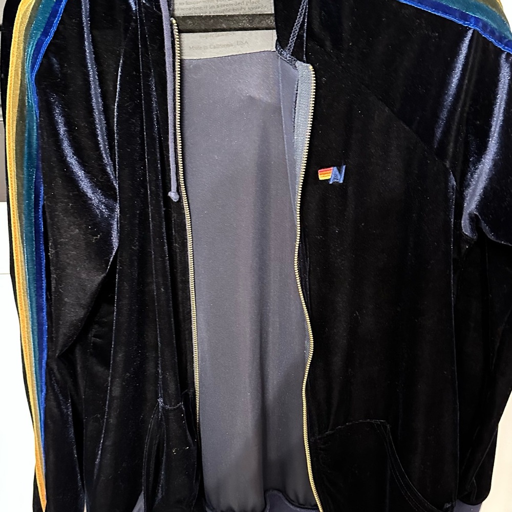 Aviator Nation Navy blue Velvet Zippy
with stripes
